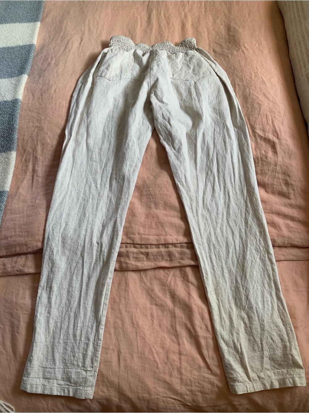 Emme Mama Transitional Maternity Pants Cream 100% Linen, large tall - Picture 6 of 10